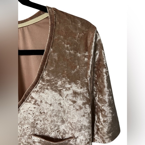 Women’s POL short sleeve crushed velvet tunic size L - Picture 4 of 5